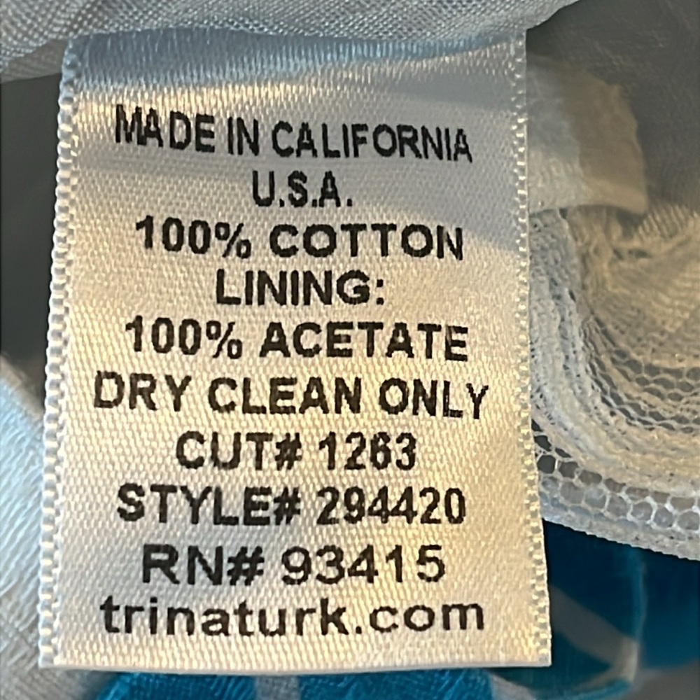 Trina Turk Cotton Mini Skirt Size 2 Turquoise Geometric Print Pockets - Picture 6 of 13